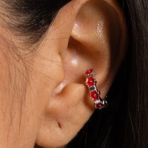 paparazzi Darling Daydream Red Floral Ear Cuff Hoop NWT
